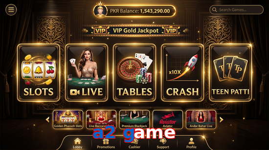 Main screen of A2 Game casino page for PK players