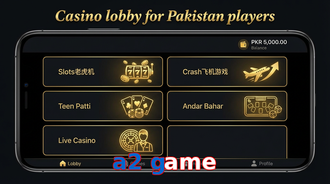 Lobby view of A2 Game for Pakistan users